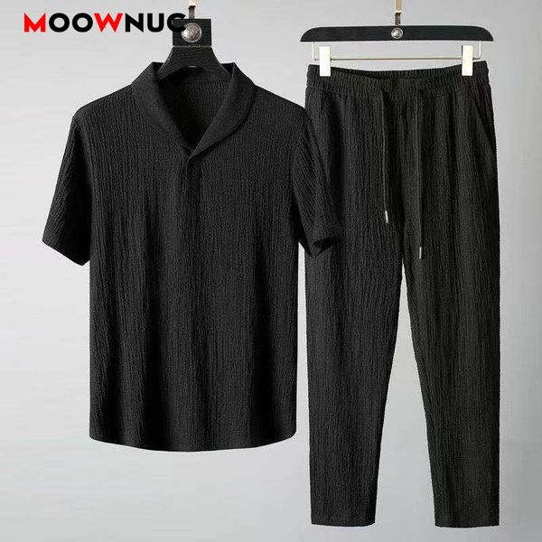 

mens tracksuits summer casual sets tshirts pants sportswear jogger male fashion sweatshirt hombre fit moownuc 230310, Gray