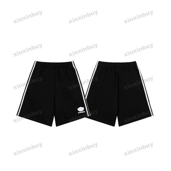 

xinxinbuy men women designer cotton shorts pant paris embroidery jacquard spring summer black blue xs-2xl