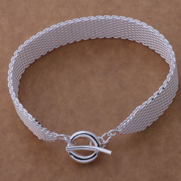 

925 silver plated bracelet reticular hand link fashion jewelry men wemon for party 10pcs/lot, Black