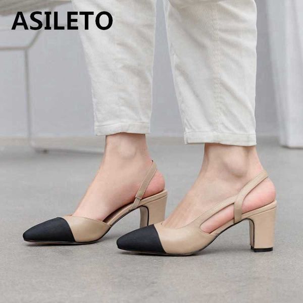 

sandal big size 45 women slingbacks shoes high heels natural genuine leather thick heel cow mixed colors pumps ladies 230302, Black