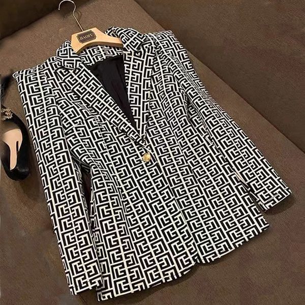 

t078 womens suits & blazers tide brand high-quality retro fashion designer presbyopic maze series suit jacket star shrug a grain of buckle s, White;black