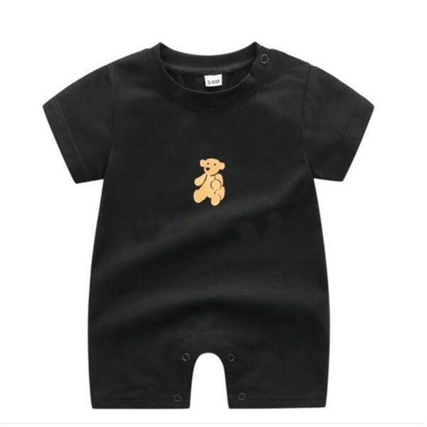 

cartoon letter baby romper designer onesies cotton newborn infants girls boys jumpsuits toddler kids rompers clothing sets 2 colors, Blue