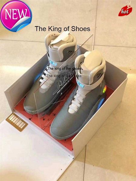 

2023 2020 automatic laces air mag back to the future glow in the dark gray basketball shoes marty mcfly's led shoes lighting mags black