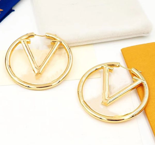 

luxury big gold hoop earrings for lady womens 4cm l0ouis girls ear studs set designer jewelry earring valentine's day gift engagement f, Golden;silver