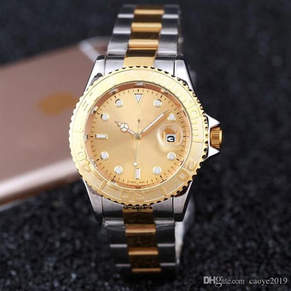 

40mm relogio masculino mens watches luxury dress designer fashion black dial calendar gold bracelet folding clasp master male gift2409, Slivery;brown