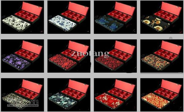 

high grade 8 grid jewelry display cases silk print bangle bracelet boxes necktie boxes watches gift boxes trinket boxes 1pcs mix c5072555, Black;white