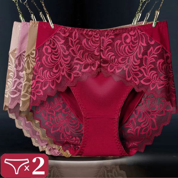 

women's panties 2pcsset women panties lace briefs female underwear underpants hollow out ladies panty intimates lingerie 230310, Black;pink