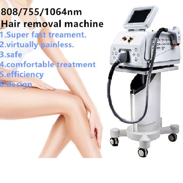

three waves diode laser hair removal 755nm 808nm 1064nm 755 808 1064nm 3 wavelength diode hair remover equipment for salon clinic use, Black