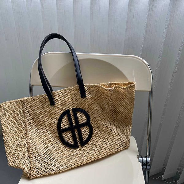 

huge and voluminous main style contrast color holiday beach bag group woven bag underarm shoulder bag ld1038 230310