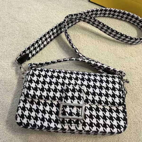 

designer shoulder bags woman handbags baguette houndstooth crossbody bags women fashion distressed denim crossbody bag purses 220920
