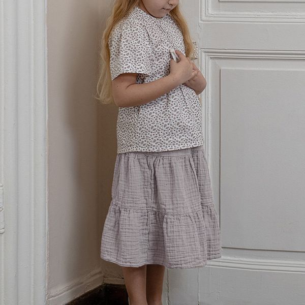 

skirts summer girls tiered ruffle skirt style 100 cotton children's casual loose kneelength tz70 230310, Blue