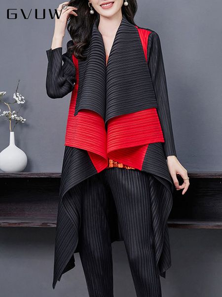 

women's jackets gvuw patchwork double collar cardigan long sleeve pleated trench coat women medium autumn luxury lady windbreaker 17d28, Black;brown