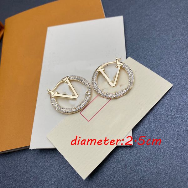 

never fading brand designer letter ear stud earrings real gold plated brass copper stamp crystal earring fashion womens elegance wedding par, Golden;silver