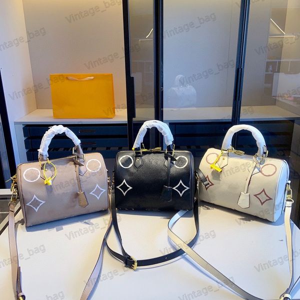 

speedy 25 bandouliere boston bag women pochette handbag monograms embossed stylish shoulder bags cross body two handle adjustable strap m589