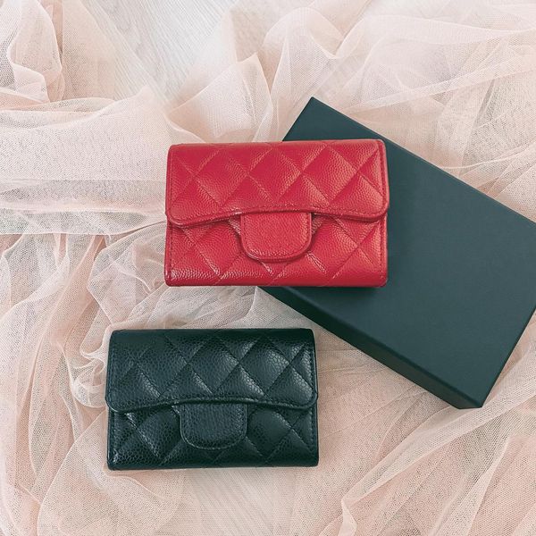 

card holder key wallets cc lambskin coin purses credit classic purse luxury designer womens men mini card slots wallet tote flip caviare car, Red;blue