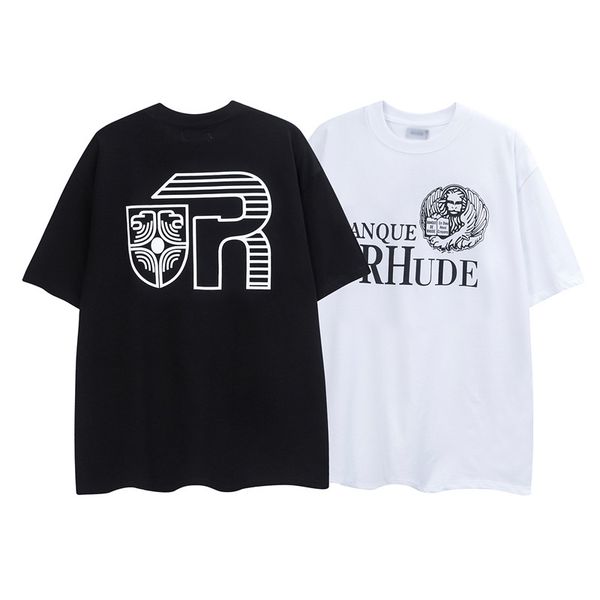 

23ss craftsmanship rhude mens t shirts summer fashion designer tshirts street casual short sleeve beach style tees cotton printing shirt 1-1, White;black