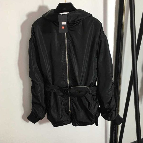 

23ss women designer brand windbreaker jacket alphabet zipper fanny pack long-sleeved hooded windbreaker zipper coat womens clothing a1, Black;brown