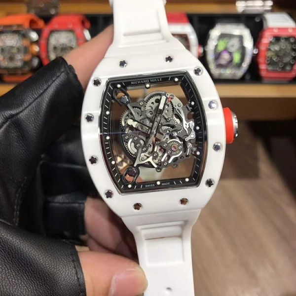 

luxury automatic mechanical watch richa milles barrel-shaped rm055 full-automatic miller fashion cut-out blank ceramic tape male mens asoz