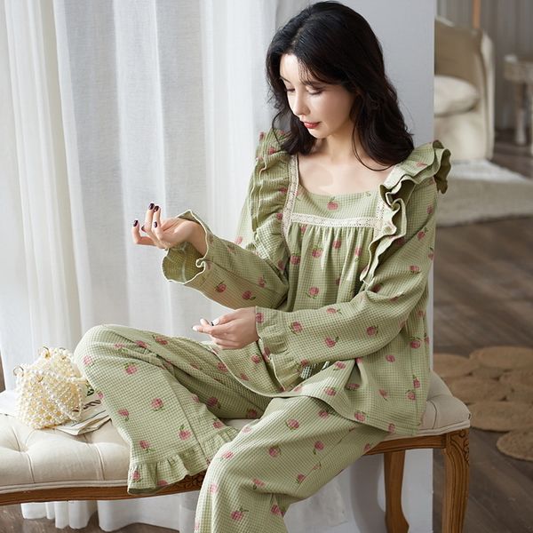 

women's sleepwear cotton pijama set women's sleepwear long pyjamas set autumn winter homewear women casual sleepwear nightwear pa, Black;red