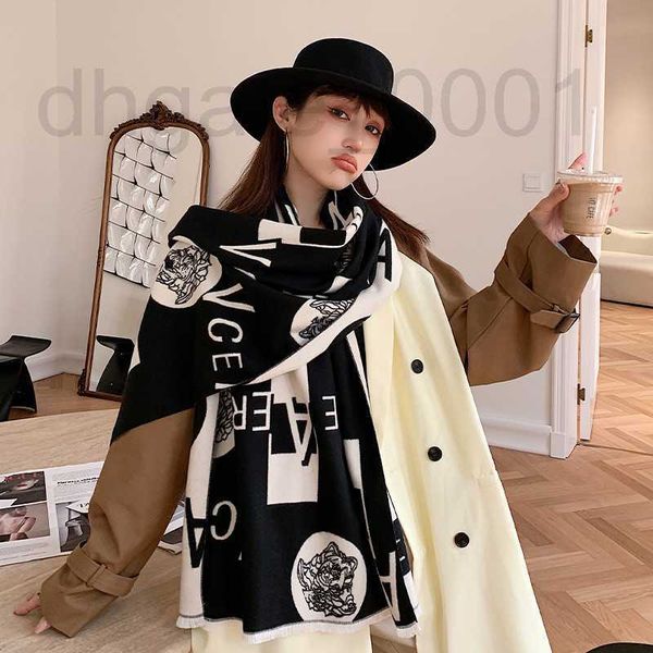 

scarves designer cashmere scarf texture letter woman lengthened thickened s autumn and winter warm s qzod, Blue;gray