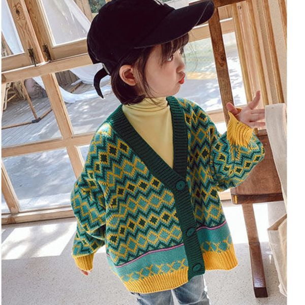 

cardigan spring autumn girls boys green sweater children clothing knitting baby kids clothes children's casual coats knitted 230310, Blue