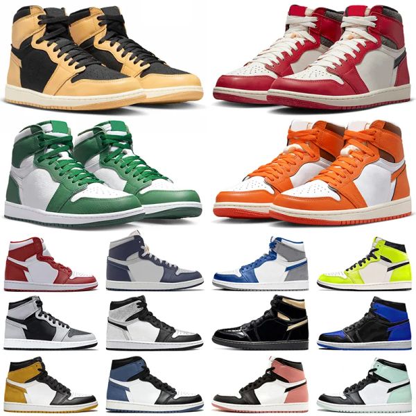 

jumpman 1 university blue basketball shoes 1s high dark mocha electro orange unc light smoke grey hyper chicago bred royal toe men women run, Black