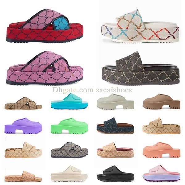 

luxury platform sandal womens flower embroidered canvas slippers famous designer women sandales platforms dhgate beach shoes thick bottom fo, Black
