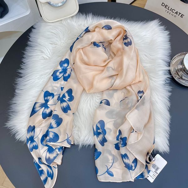 

Silk Modal Scarf Top Echarpe Scarves Chiffon Scarfs for Ladies Design Scarf Fashion Headscarf Women Floral Alphabet Design echarpe designer scarf s