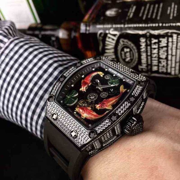

for mens mechanical watch luxury mill watches richa rm57-01 swiss automatic movement sapphire mirror rubber strap swiss brand designer sport, Slivery;black