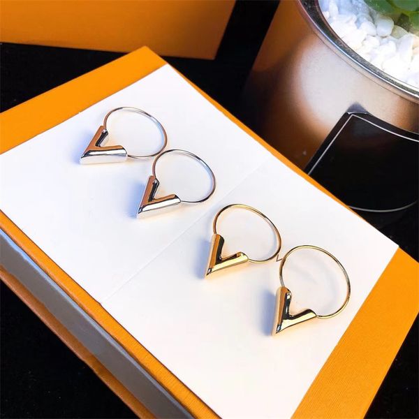 

just hoops v earrings brand jewlery designer for women stud earring stainless steel custom charm rose silver gold four model letter lovers w, Golden;silver