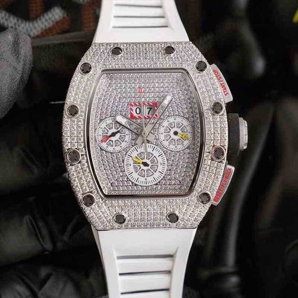 

watch wine barrel rm011 leisure business fully richa automatic mechanical mill white steel full drill tape men high quality, Slivery;black