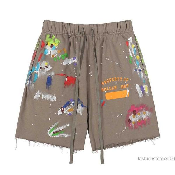

american men's shorts shorts men's fashion brand galleryes depts hand-painted splash printing pure cotton terry shorts fog high st, White;black