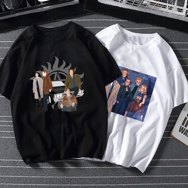 

men's tshirts harajuku streetwear t men supernatural tv hip hop graphic aesthetic tees cartoon tshirt male clothing 230309, White;black