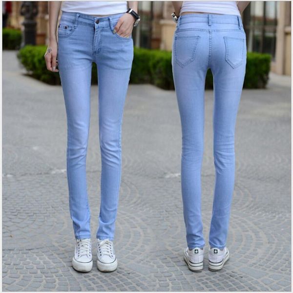 

women's jeans elasticity jeans sky blue jeans for women fashion female casual trousers pencil pants woman high waist jeans korean 23031