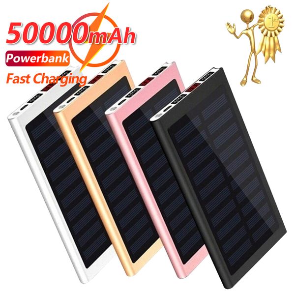 

30000mah solar power bank digital display thin large capacity portable fast charger external battery for iphone xiaomi mi huawei