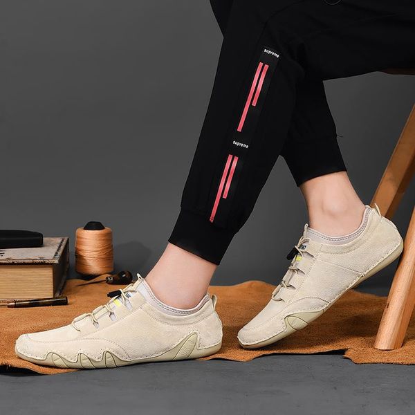 

classic men's shoes sneakers cow suede leather men loafers fashion slip on soft sapato masculino mocassin, Black