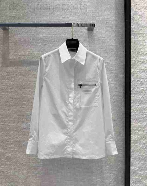 

women's blouses & shirts designer milan runway 2023 new spring summer lapel neck long sleeve brand same style 4036, White