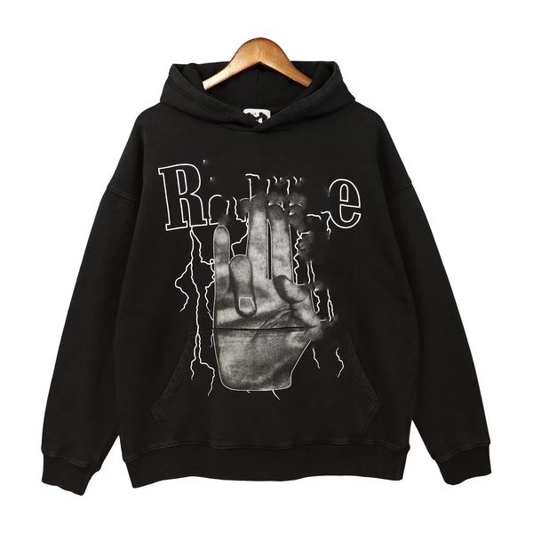 

2023rud hand-painted graffiti high street men's and women's hoodies tide style autumn winter season cx kqv0, Black