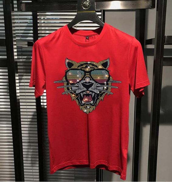 

s-6xl anime t-shirt men t shirts rhinestones for man summer fashion drill t-shirts streetwear, White;black