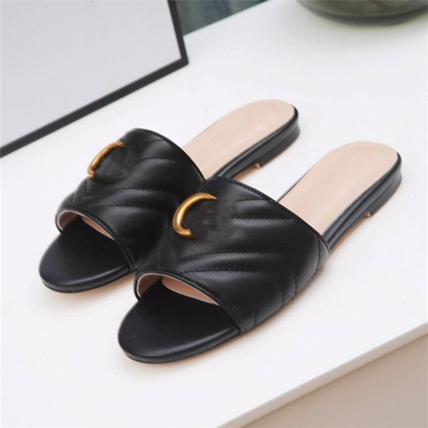 

fashion slippers 2023 ggity luxury design summer men's and women's flats thick soled leather rubber lettering logo casual cartoon, Black
