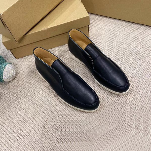 

open walk cowhide dress shoes women short boots casual shoe men's high walking flats classic ankle boot luxury designer desert boots fa, Black