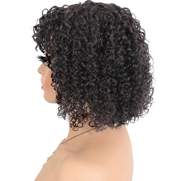 

10 inch small hurly wig with real human hair for lady, Black;brown