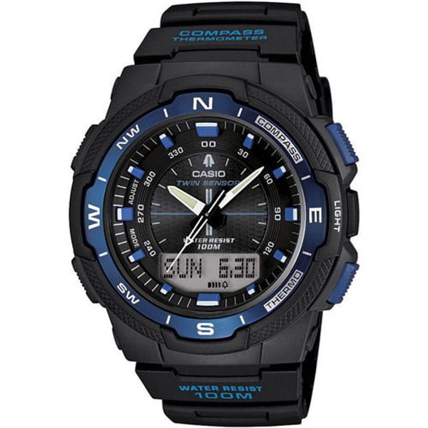 

casio men s classic twin sensor thermometer compass black with blue watch sgw500h 2bv