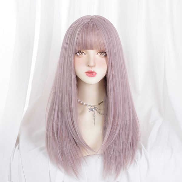 

synthetic wig asian fashion harajuku lolita purple female hair straight, Black