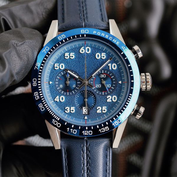 

watch mens watch quartz movement 44mm rubber leather strap fashion watches waterproof designer watch montre de luxe, Slivery;brown