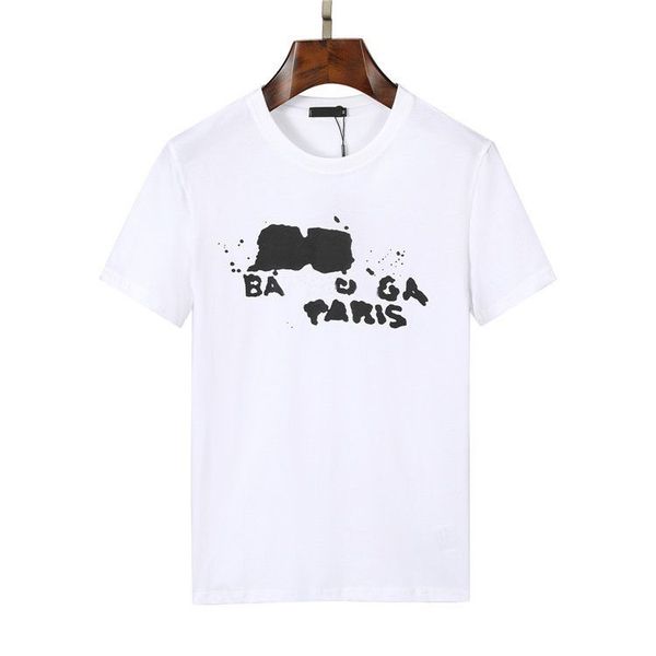 

spring and summer mens t shirts hand-painted print pullover round neck loose couple t-shirt short sleeve, White;black