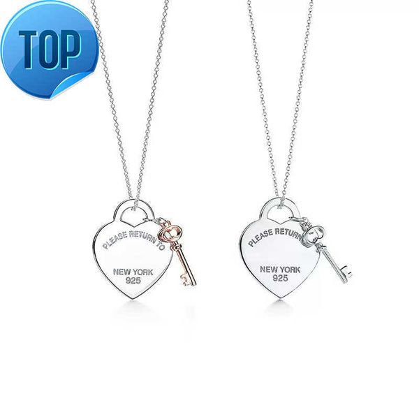 

fashion luxury necklace pendant stainless steel heart shaped key pendant necklace original 925 silver love necklace pendant female diy