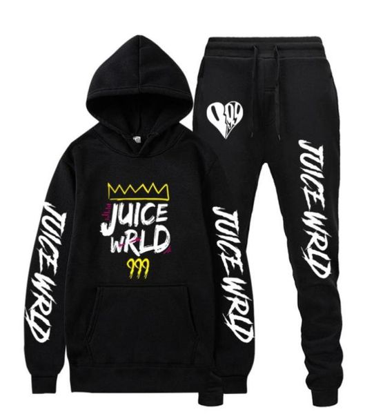 

men039s hoodies sweatshirts juice wrld sweatshirt sweatpants suits men women hip hop trap rap pullover two piece set sudade9636377, Black