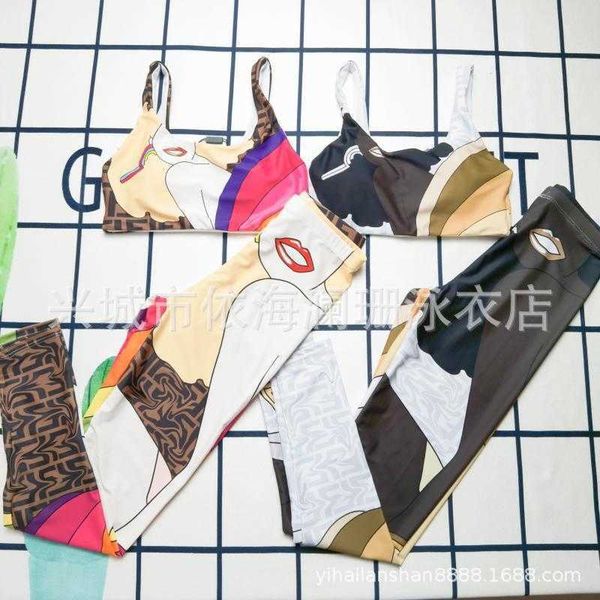 

monokinis designer luxury beach bikinis cartoon print sports women's fitness yoga surfing two tight conservative swimwear, Black