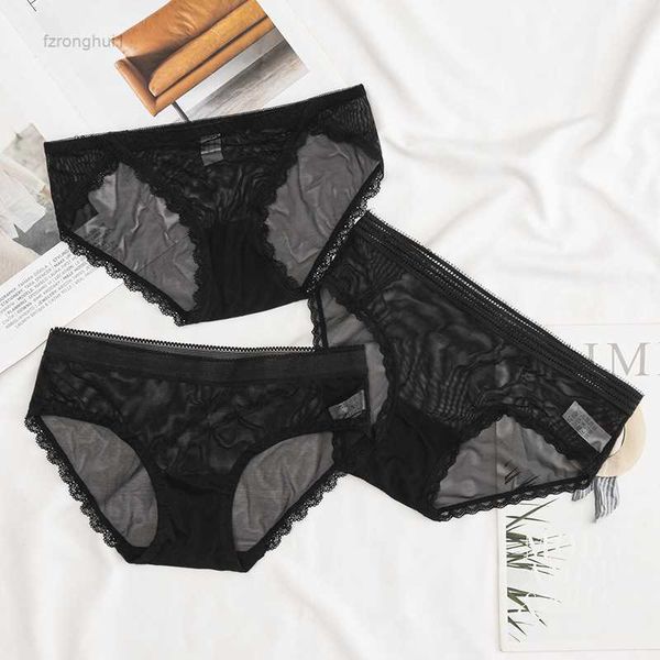 

women's padded women panties black lace low-waist string hollowed-out cotton grade series girl's breathable seamless underwear cro, Black;pink